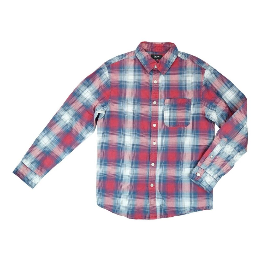 Urban Pipeline Mens Pink Plaid Long Sleeve‎ Shirt Size Medium  100% Cotton